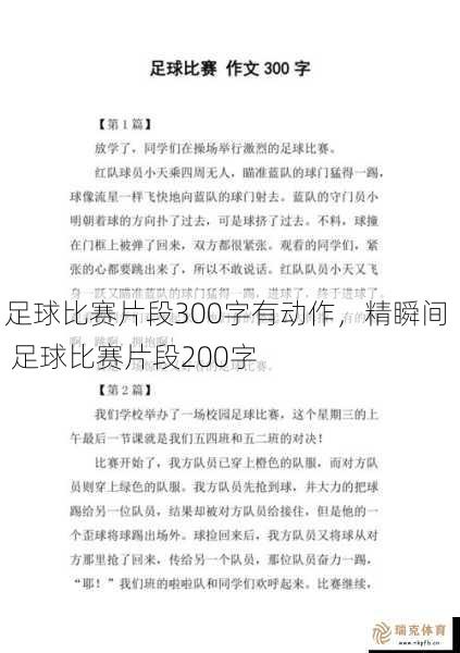 足球比赛片段300字有动作，精瞬间  足球比赛片段200字